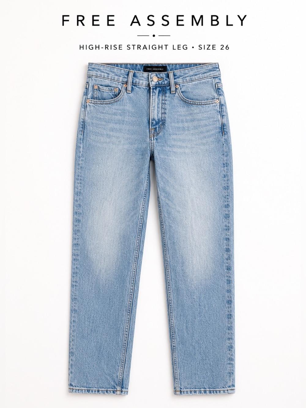 Free Assembly High Rise Straight Leg Jeans 26 Light Wash Denim